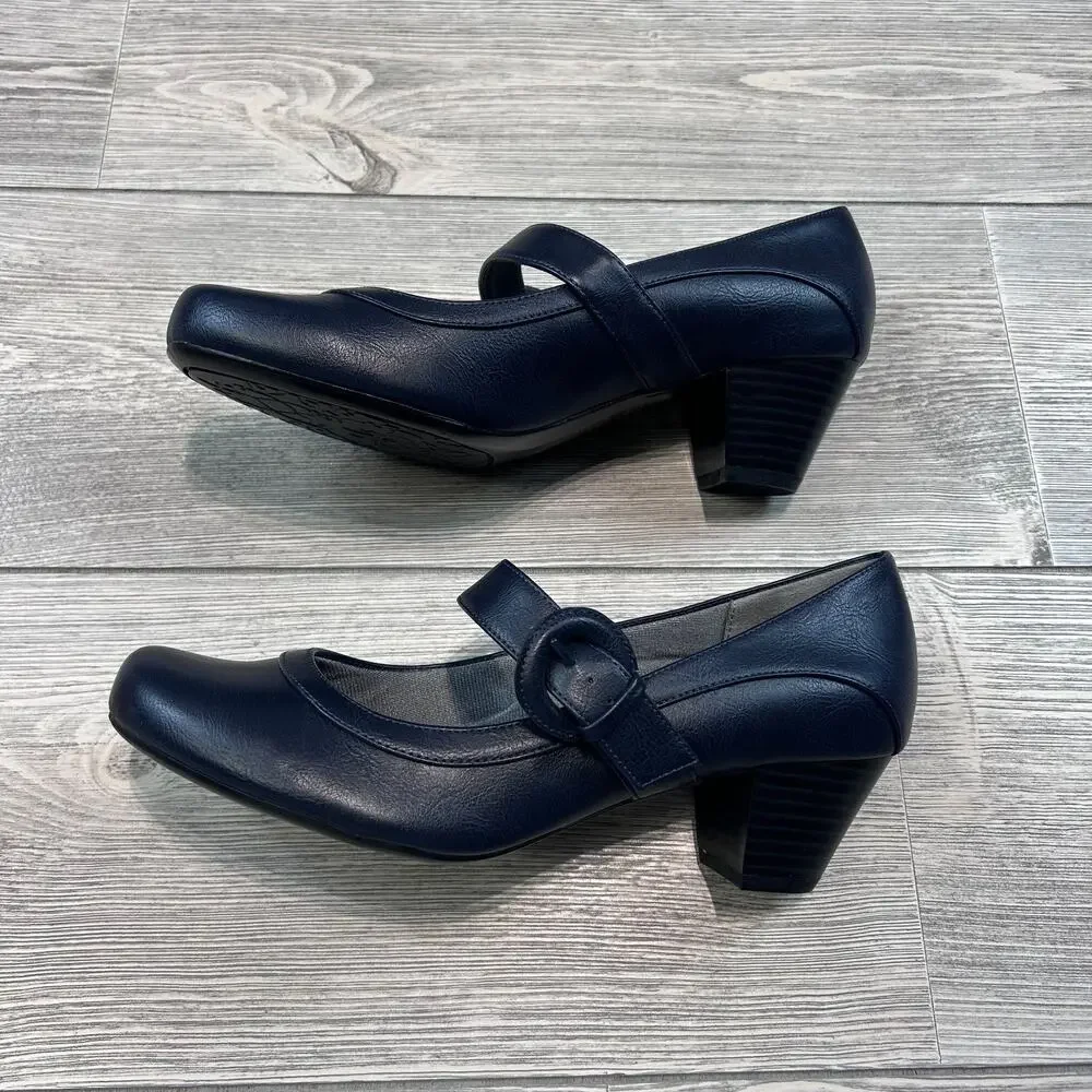 Life Stride Rozz Navy Mary Jane Pump Size 9 EUC